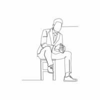 continuous line drawing of businessman sitting vector