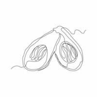 avocado fruit continuous line art vector