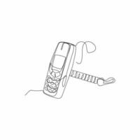 continuous line art of a mobile phone vector