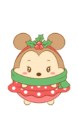 cute mouse with green scarf png