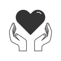 Hands holding a hearth shape icon symbol. Healthcare, volunteering, charity and donation concept png