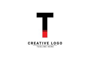 Initial Letter T Logo. Red and black shape C Letter logo with shadow usable for Business and Branding Logos. Flat Vector Logo Design Template Element.