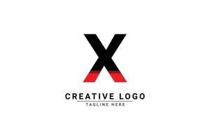 Initial Letter X Logo. Red and black shape C Letter logo with shadow usable for Business and Branding Logos. Flat Vector Logo Design Template Element.