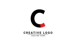 Initial Letter C Logo. Red and black shape C Letter logo with shadow usable for Business and Branding Logos. Flat Vector Logo Design Template Element.