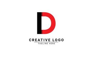 Initial Letter D Logo. Red and black shape C Letter logo with shadow usable for Business and Branding Logos. Flat Vector Logo Design Template Element.