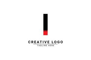 Initial Letter I Logo. Red and black shape C Letter logo with shadow usable for Business and Branding Logos. Flat Vector Logo Design Template Element.