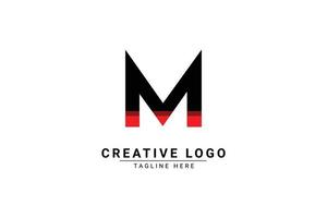 Initial Letter M Logo. Red and black shape C Letter logo with shadow usable for Business and Branding Logos. Flat Vector Logo Design Template Element.