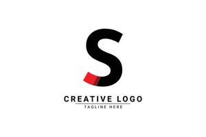 Initial Letter S Logo. Red and black shape C Letter logo with shadow usable for Business and Branding Logos. Flat Vector Logo Design Template Element.