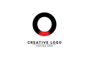 Initial Letter O Logo. Red and black shape C Letter logo with shadow usable for Business and Branding Logos. Flat Vector Logo Design Template Element.