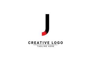 Initial Letter J Logo. Red and black shape C Letter logo with shadow usable for Business and Branding Logos. Flat Vector Logo Design Template Element.