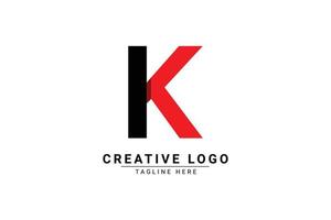 Initial Letter K Logo. Red and black shape C Letter logo with shadow usable for Business and Branding Logos. Flat Vector Logo Design Template Element.