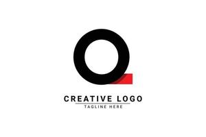 Initial Letter Q Logo. Red and black shape C Letter logo with shadow usable for Business and Branding Logos. Flat Vector Logo Design Template Element.