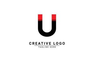 Initial Letter U Logo. Red and black shape C Letter logo with shadow usable for Business and Branding Logos. Flat Vector Logo Design Template Element.