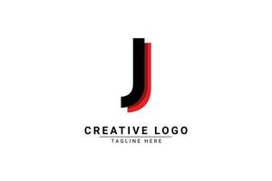 Initial Letter J Logo. Red and black shape C Letter logo with shadow usable for Business and Branding Logos. Flat Vector Logo Design Template Element.