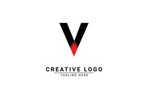 Initial Letter V Logo. Red and black shape C Letter logo with shadow usable for Business and Branding Logos. Flat Vector Logo Design Template Element.