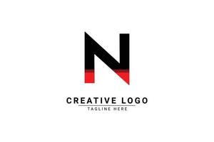 Initial Letter N Logo. Red and black shape C Letter logo with shadow usable for Business and Branding Logos. Flat Vector Logo Design Template Element.