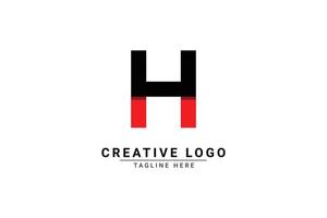 Initial Letter H Logo. Red and black shape C Letter logo with shadow usable for Business and Branding Logos. Flat Vector Logo Design Template Element.