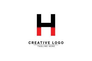 Initial Letter H Logo. Red and black shape C Letter logo with shadow usable for Business and Branding Logos. Flat Vector Logo Design Template Element.