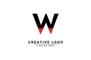 Initial Letter W Logo. Red and black shape C Letter logo with shadow usable for Business and Branding Logos. Flat Vector Logo Design Template Element.