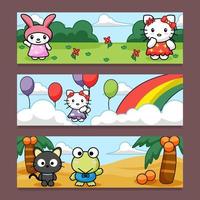 Cute Character Banner Set vector