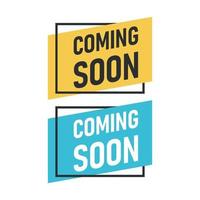 Coming soon banner icon in flat style. Promotion label vector illustration on isolated background. Open poster sign business concept.