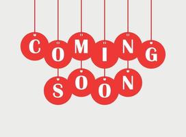 Coming soon banner icon in flat style. Promotion label vector illustration on isolated background. Open poster sign business concept.