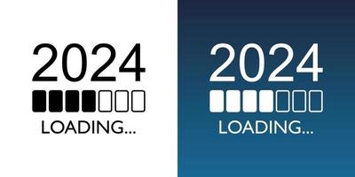 Loading 2024 year icon in flat style. Progress indicator vector illustration on isolated background. Download button sign business concept.