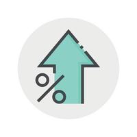 Growth profit icon in flat style. Percentage arrow up and down vector illustration on isolated background. Finance interest rate sign business concept.