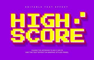 High score editable text effect template vector