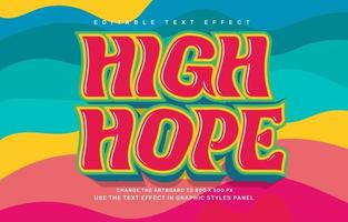 High hope, groovy quote editable text effect template vector