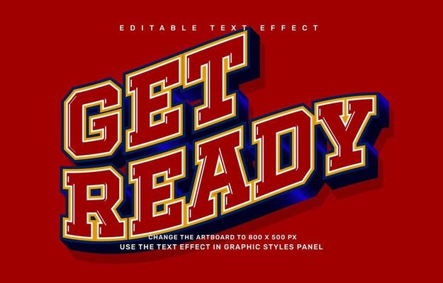 Get ready editable text effect template