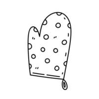 Oven mitt isolated on white background. Kitchen accessories. Vector hand-drawn doodle illustration. Perfect for decorations, logo, various designs.