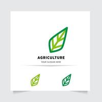 flat emblem logo design for Agriculture with the concept of green leaves vector. Green nature logo used for agricultural systems, farmers, and plantation products. logo template. vector