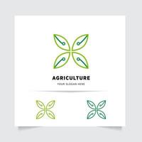 flat emblem logo design for Agriculture with the concept of green leaves vector. Green nature logo used for agricultural systems, farmers, and plantation products. logo template. vector