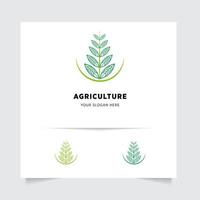 flat emblem logo design for Agriculture with the concept of green leaves vector. Green nature logo used for agricultural systems, farmers, and plantation products. logo template. vector