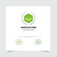 flat emblem logo design for Agriculture with the concept of green leaves vector. Green nature logo used for agricultural systems, farmers, and plantation products. logo template. vector