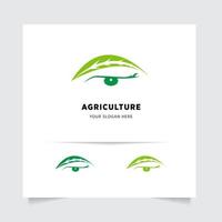 flat emblem logo design for Agriculture with the concept of green leaves vector. Green nature logo used for agricultural systems, farmers, and plantation products. logo template. vector