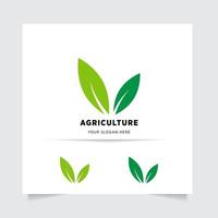 flat emblem logo design for Agriculture with the concept of green leaves vector. Green nature logo used for agricultural systems, farmers, and plantation products. logo template. vector