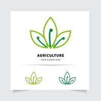 flat emblem logo design for Agriculture with the concept of green leaves vector. Green nature logo used for agricultural systems, farmers, and plantation products. logo template. vector