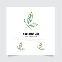 flat emblem logo design for Agriculture with the concept of green leaves vector. Green nature logo used for agricultural systems, farmers, and plantation products. logo template. vector