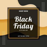 black friday sale banner in paper cut design vector