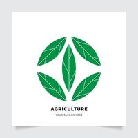 flat emblem logo design for Agriculture with the concept of green leaves vector. Green nature logo used for agricultural systems, farmers, and plantation products. logo template. vector