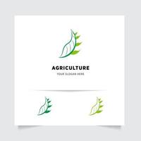 flat emblem logo design for Agriculture with the concept of green leaves vector. Green nature logo used for agricultural systems, farmers, and plantation products. logo template. vector