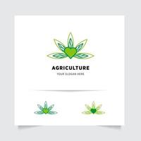 flat emblem logo design for Agriculture with the concept of green leaves vector. Green nature logo used for agricultural systems, farmers, and plantation products. logo template. vector