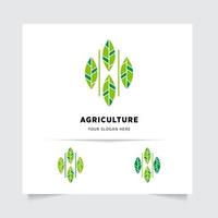 flat emblem logo design for Agriculture with the concept of green leaves vector. Green nature logo used for agricultural systems, farmers, and plantation products. logo template. vector