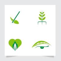 set collecrion flat emblem logo design for Agriculture with the concept of green leaves vector. Green nature logo used for agricultural systems, farmers, and plantation products. logo template. vector
