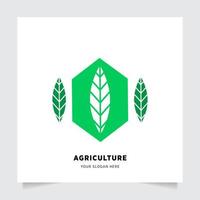 flat emblem logo design for Agriculture with the concept of green leaves vector. Green nature logo used for agricultural systems, farmers, and plantation products. logo template. vector