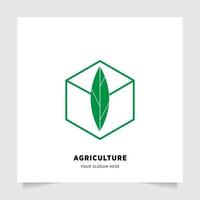 flat emblem logo design for Agriculture with the concept of green leaves vector. Green nature logo used for agricultural systems, farmers, and plantation products. logo template. vector