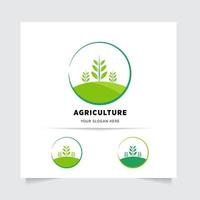 flat emblem logo design for Agriculture with the concept of green leaves vector. Green nature logo used for agricultural systems, farmers, and plantation products. logo template. vector