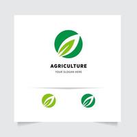 flat emblem logo design for Agriculture with the concept of green leaves vector. Green nature logo used for agricultural systems, farmers, and plantation products. logo template. vector